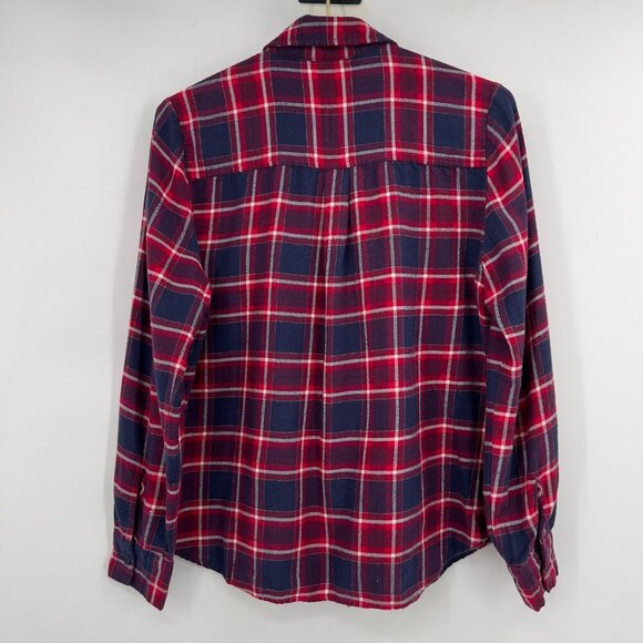 Michael Kors Plaid Studded Button Down Shirt Women’s Large Red Navy - Picture 4 of 10